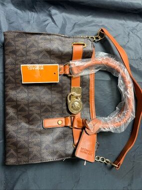 Michael Kors Brown and Orange Signature Tote